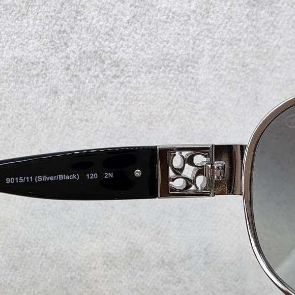 Coach Aviator Women's Sunglasses HC 7005B Black Silver Rhinestones L016 Reagan - Picture 6 of 16